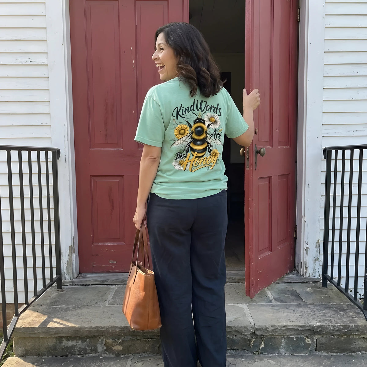 Kind Words Like Honey worn by a model | Island Reef model back
