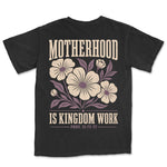Motherhood Is Kingdom Work Bloom Tee | Black back