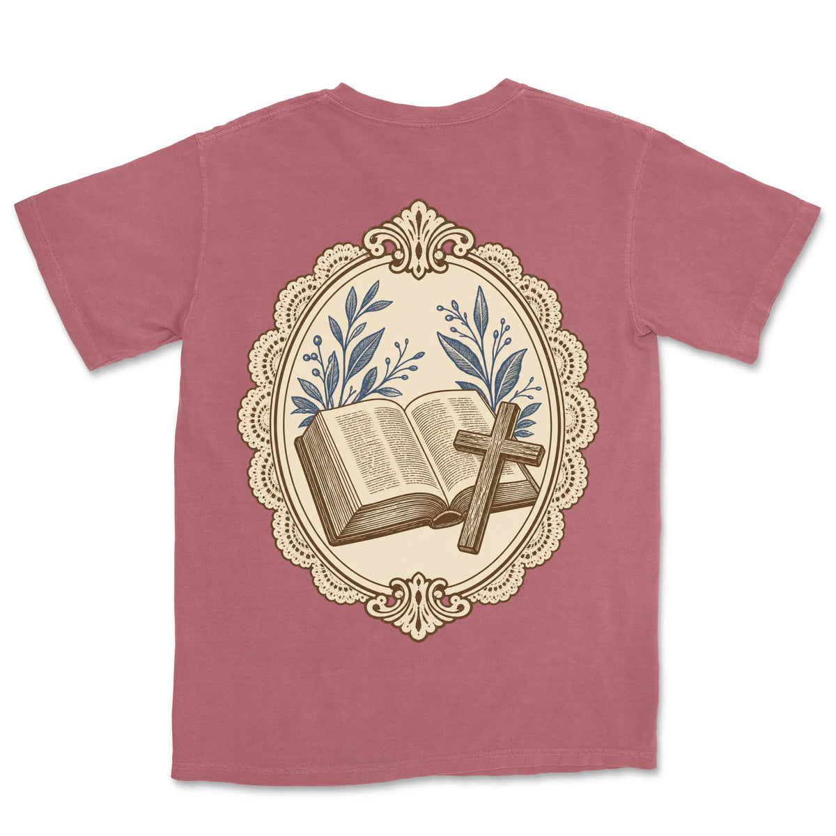 Bible And Cross Cameo | Crimson back