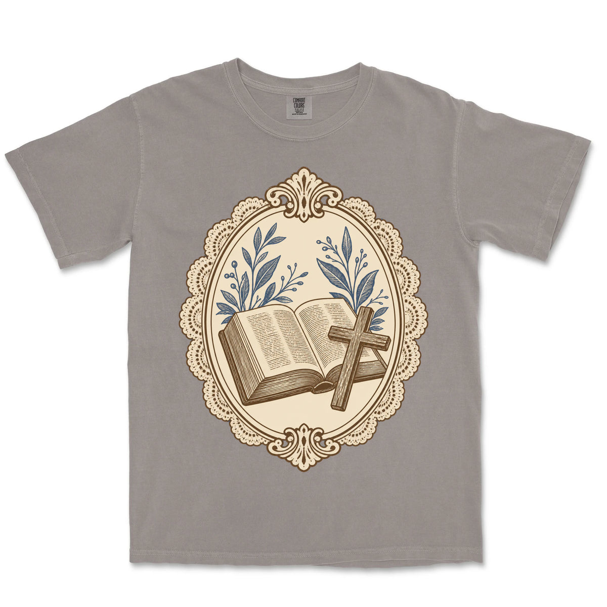 Bible And Cross Cameo | Grey front