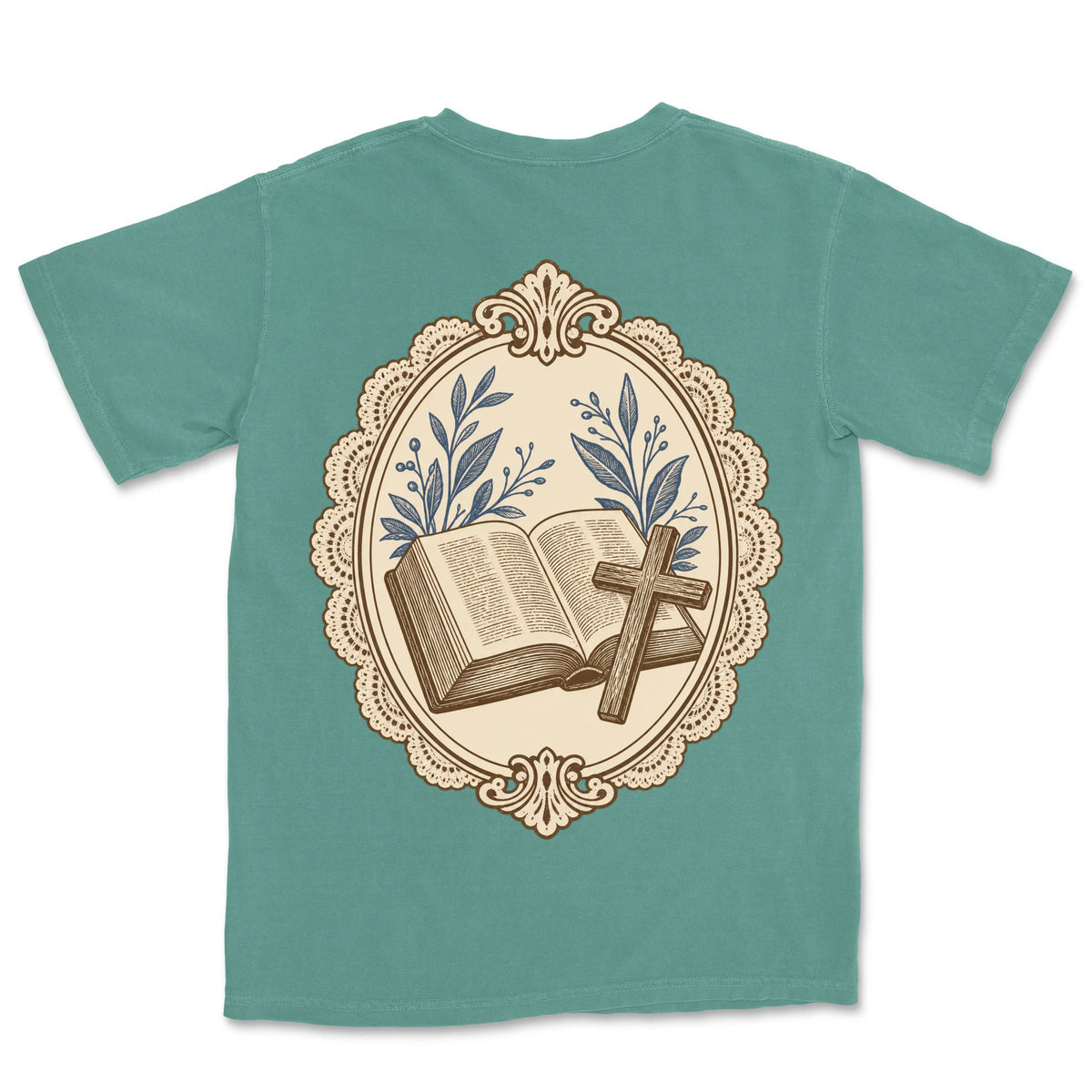 Bible And Cross Cameo | Light Green back