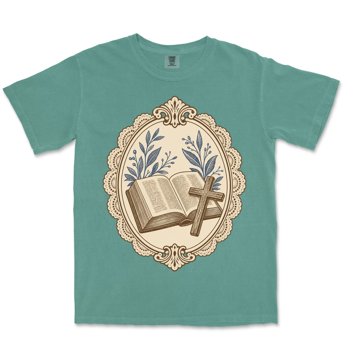 Bible And Cross Cameo | Light Green front