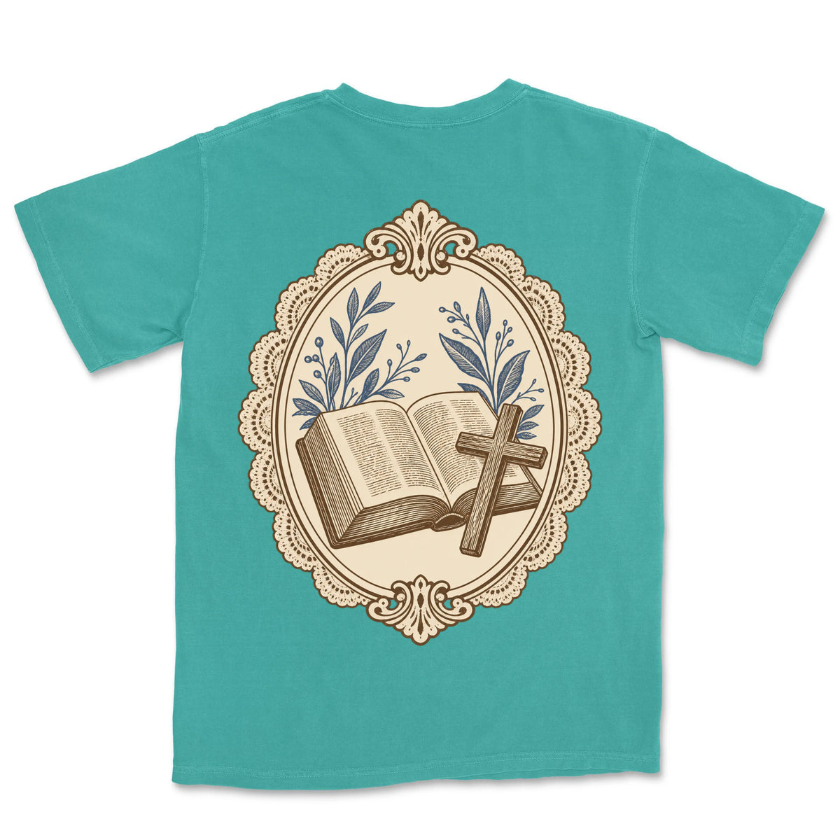 Bible And Cross Cameo | Sea Foam back