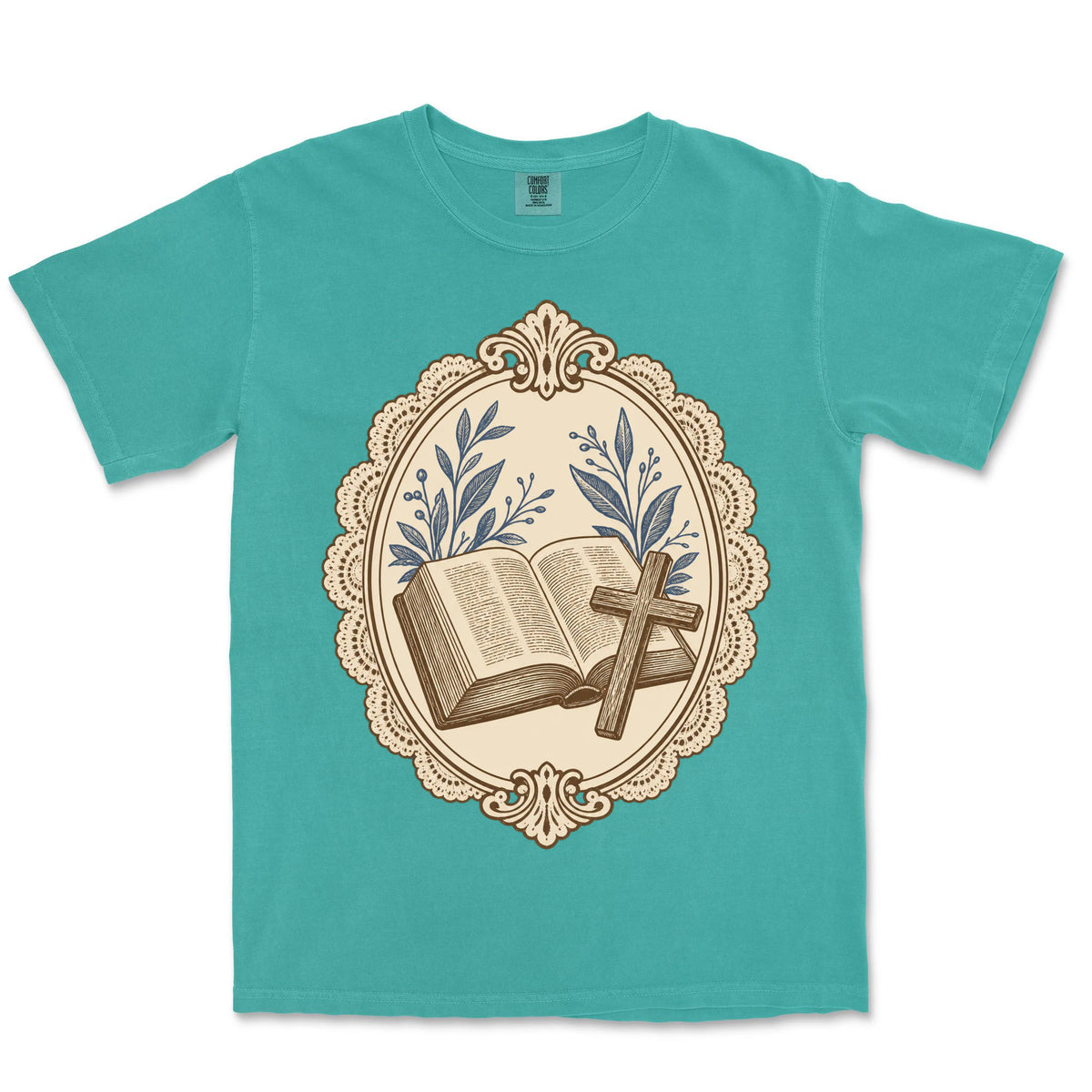 Bible And Cross Cameo | Sea Foam front