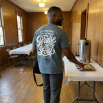 Praise The Lord Psalm 150 worn by a model | Blue Spruce model back