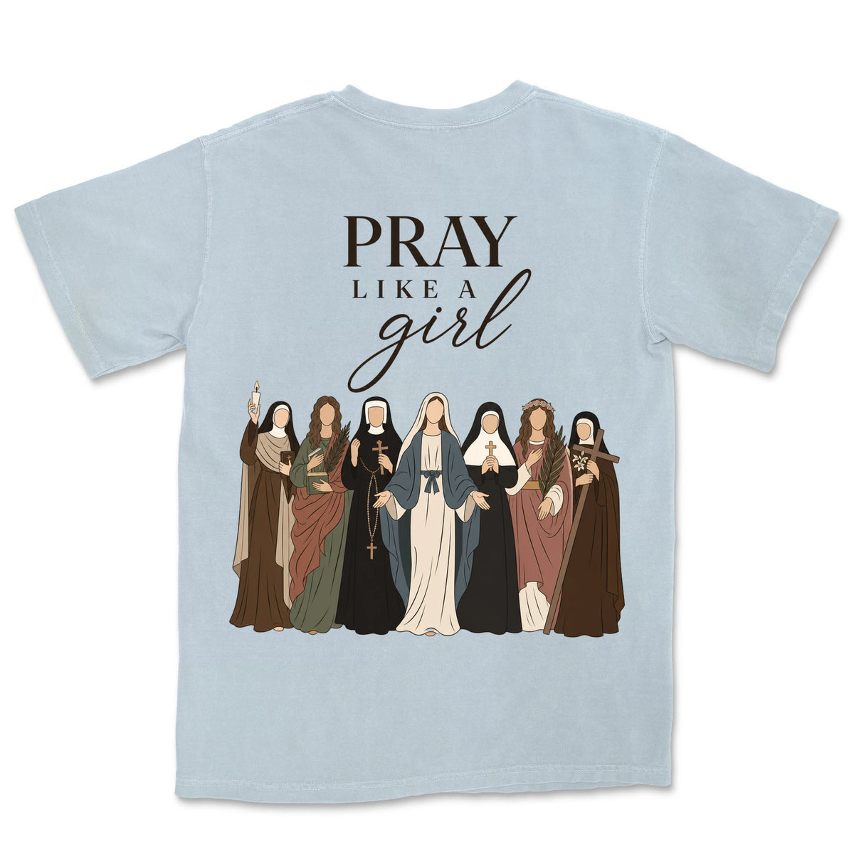 Pray Like A Girl Saints | Chambray back