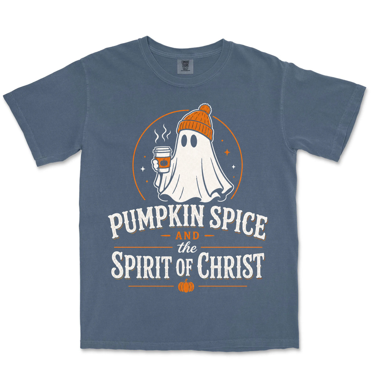 Pumpkin Spice And The Spirit Of Christ | Denim front