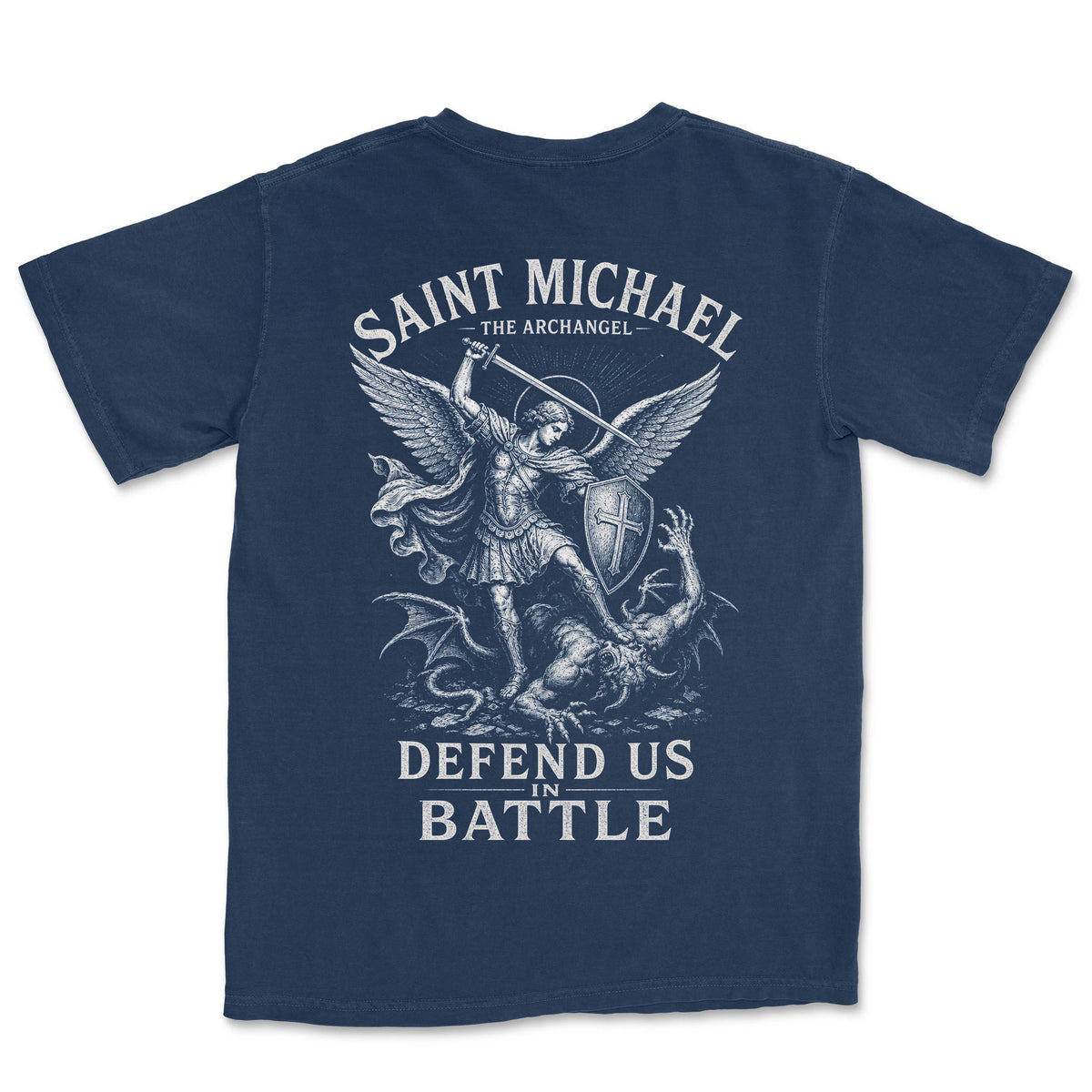 Saint Michael Defend Us | Navy back