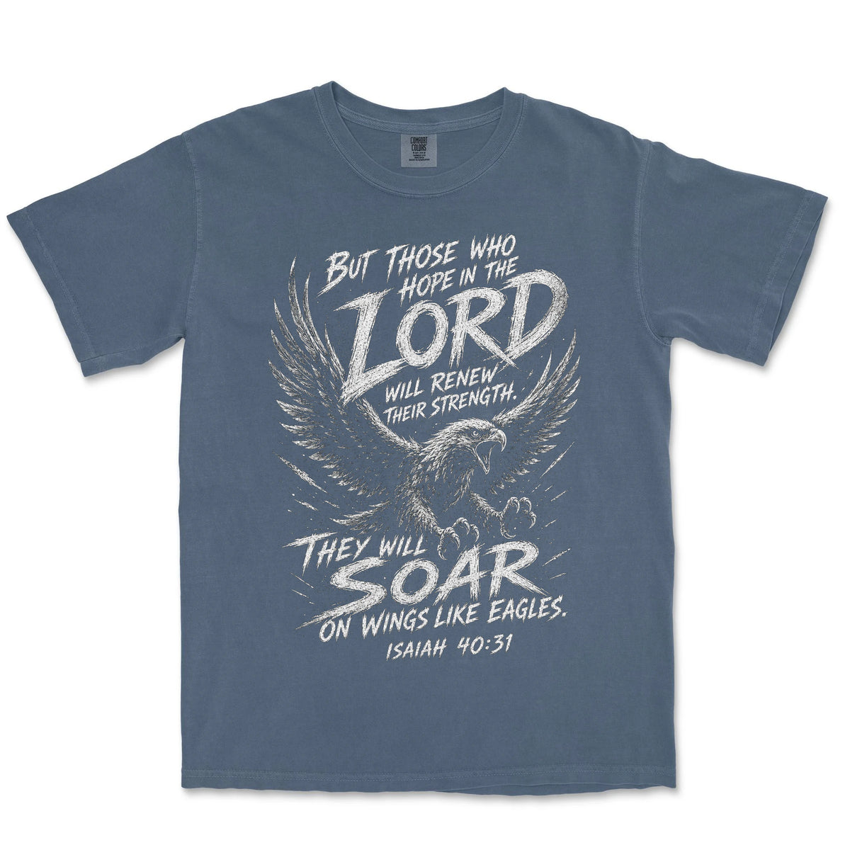 Soar On Wings Like Eagles | Denim front