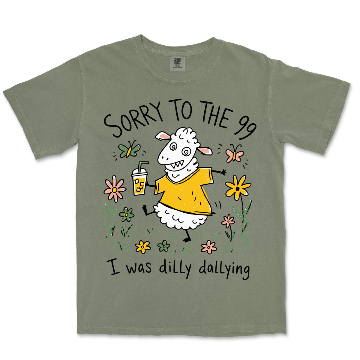 Sorry To The 99 Dancing Sheep Tee | Sage front