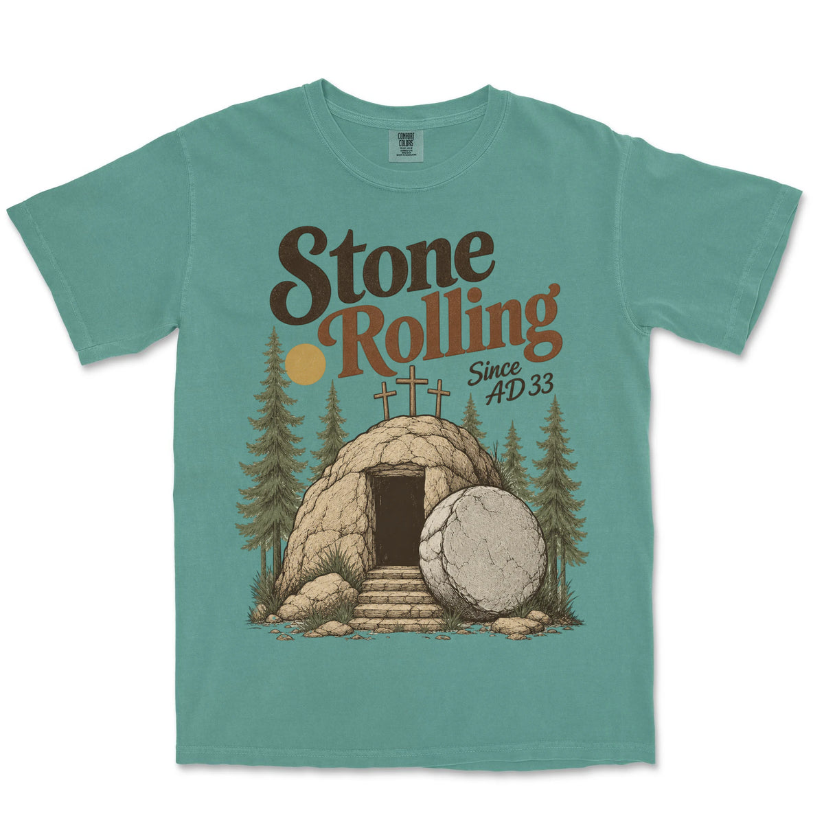 Stone Rolling Since AD 33 | Light Green front