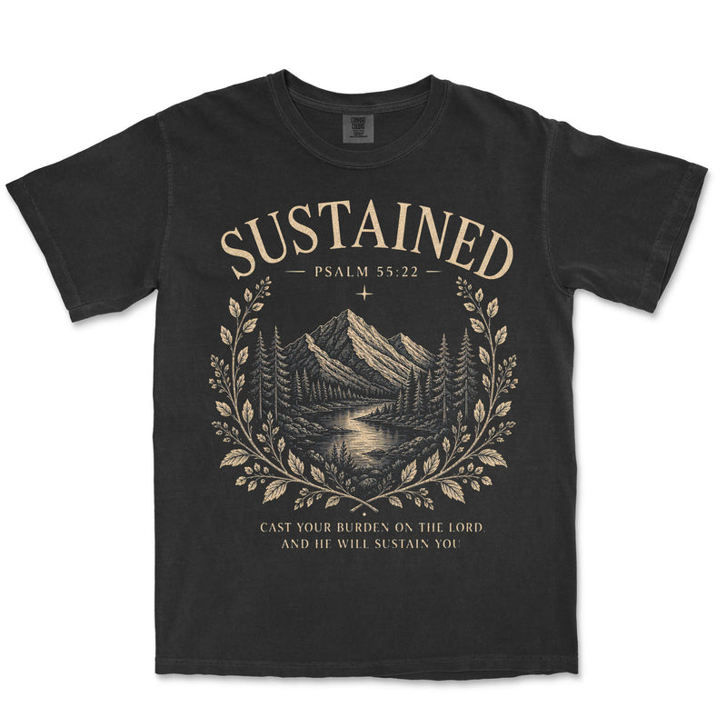 Sustained Psalm 55:22 | Black front