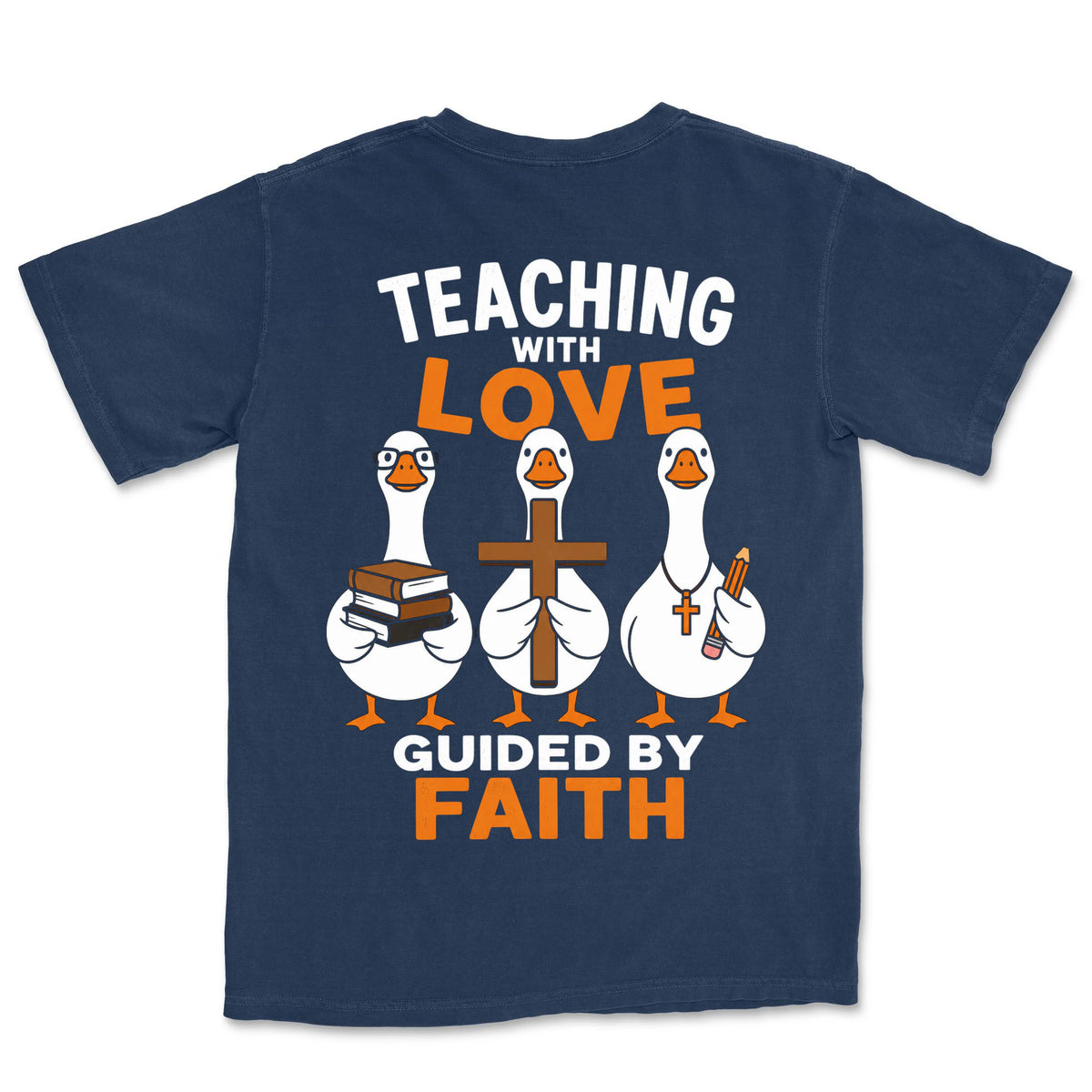 Teaching With Love Guided by Faith | Navy back