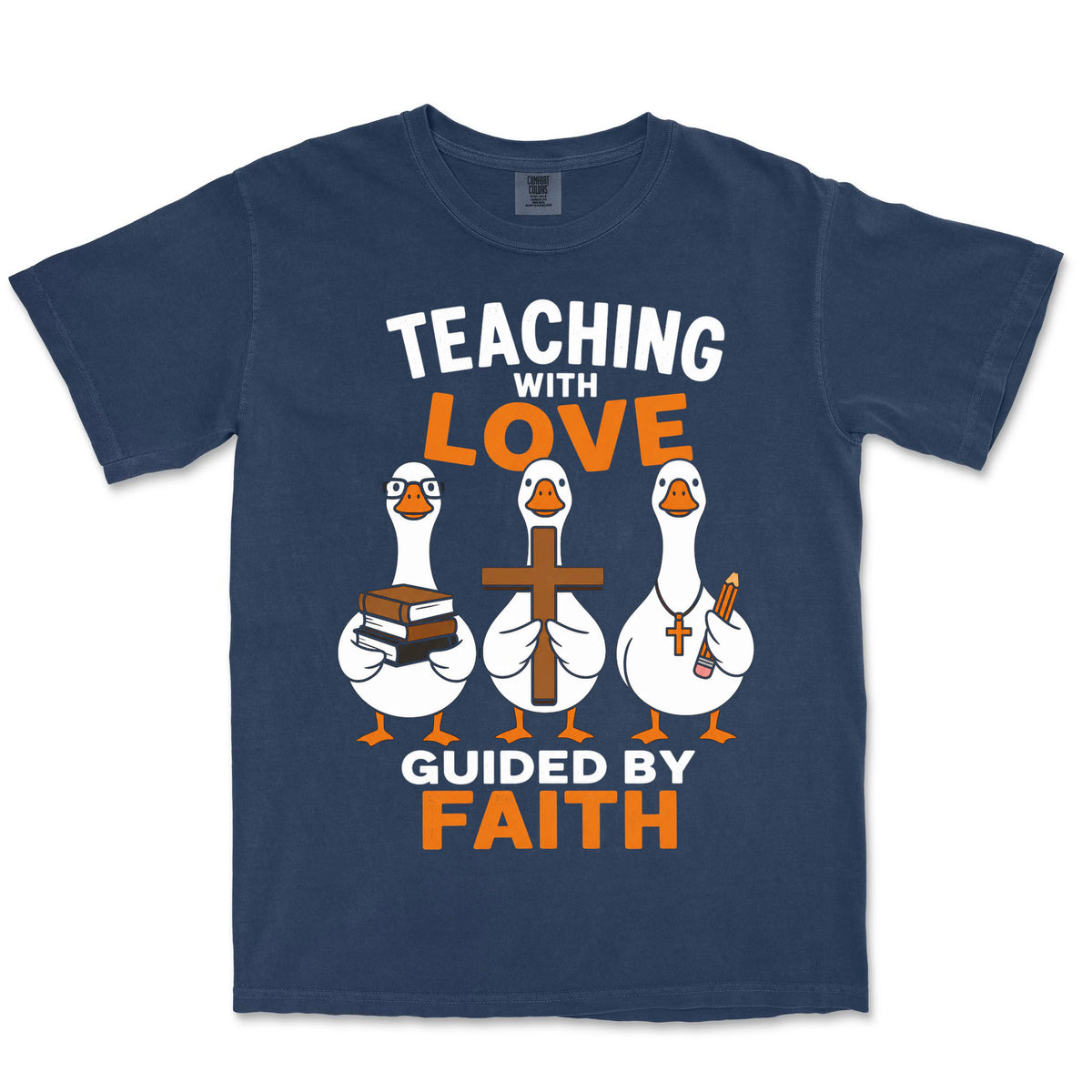 Teaching With Love Guided by Faith | Navy front