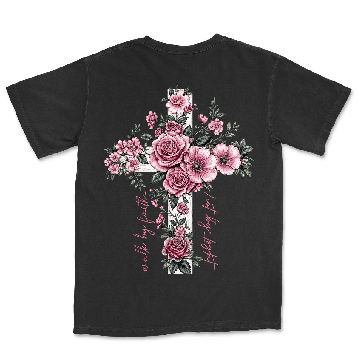 Walk By Faith Rose Cross | Black back