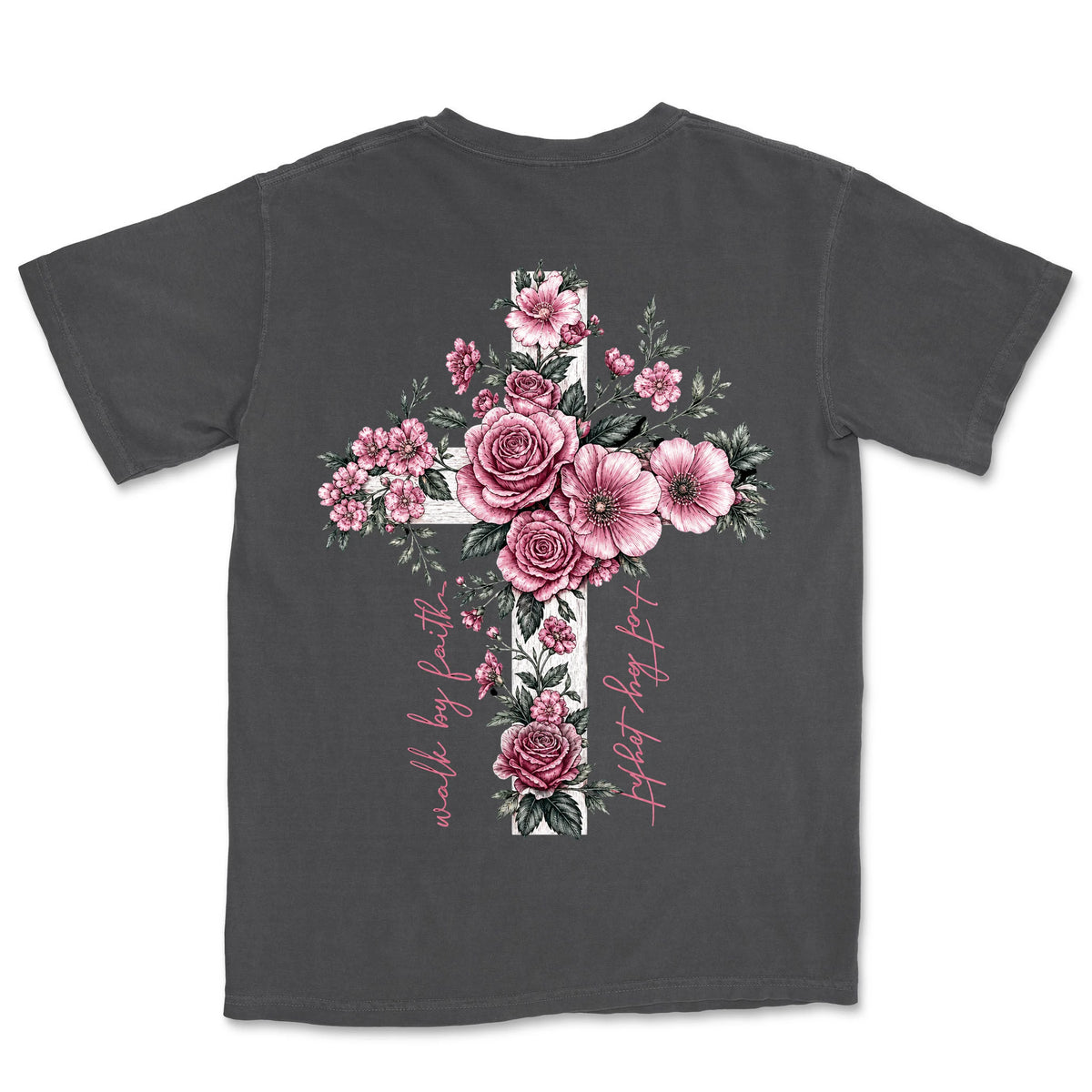 Walk By Faith Rose Cross | Graphite back